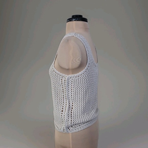 Jessica Simpson Crochet Tank Top Ivory Boho Hippie Open Knit Festival Sz Small - Picture 2 of 8